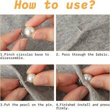 12 件优雅仿珍珠纽扣 - 可拆卸和可重复使用的白色珍珠铆钉,适用于连衣裙上的缝纫配件、衣领调节和围巾固定、拼布绣花针、时尚装饰性珍珠紧固件,带金属柄 - 白色 - 查看 6