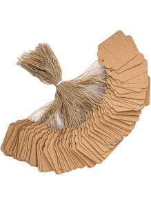 100pcs/Set Kraft Brown, Black And White Paper Tags With String Attached Labels Display Tags Brown Price Tags With String Writable Hang Tags For Clothing, Jewelry, Clothes DIY Crafts Wedding Holiday And Retail Display