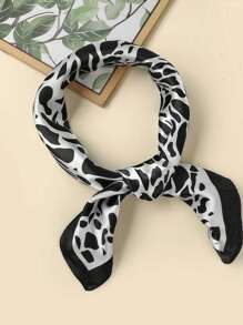 1pc Women's Leopard Print Border Neckerchief, Geometric Design New European & American Retro Headwrap