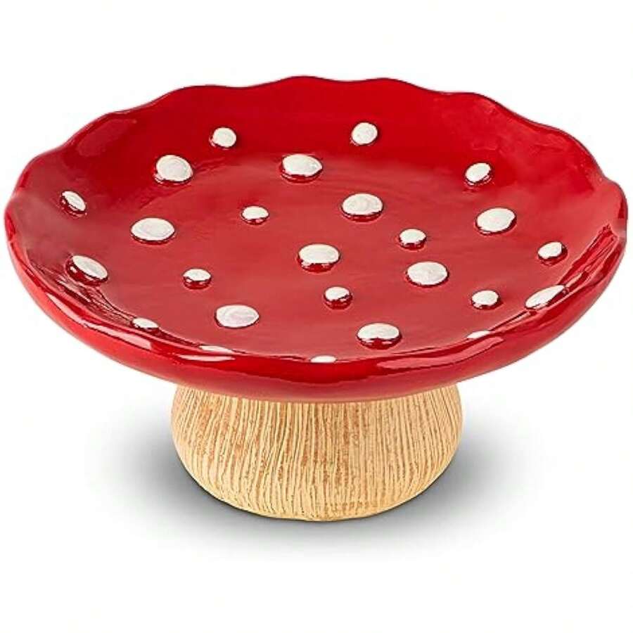 Mushroom Fruit Bowl For Kitchen Counter 10 Inch Fruit Holder Large Fruitage Bowl Red Banana Basket For Kitchen Fruit Holder - 1 - Xem 1