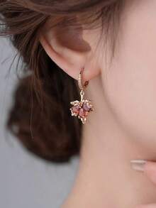 2 piezas Pendientes colgantes con flor de rhinestone - Multicolor 3 - Ver 5