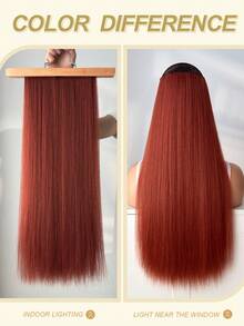 22" Straight Hair Extensions Clip-In, Orange & Red, Women's 18" Wavy Synthetic Hair Extensions Clip-In, Silver - Burnt Orange - View 7