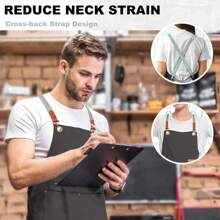 Chef Canvas Apron Men Women, Kitchen Bib Apron With 4 Pockets,Cooking Hairstylist Work[CZ]