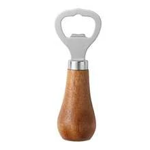 1 buc mâner din lemn, deschizător de sticle de bere în stil labă de pisică, auriu-roșu, deschizător de sticle de vin vertical din oțel inoxidabil, pentru exterior, camping, cadou pentru tată - Multicolor - Vizualizare 14