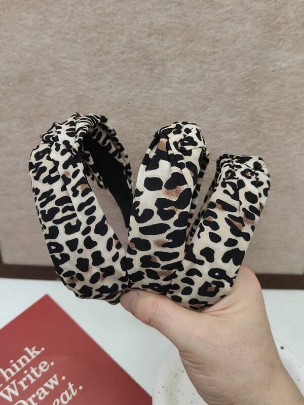 1pc Women's Simple Leopard Print Wide Headband, Fashion Hairband Hair Accessory For Face Washing