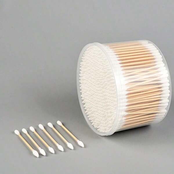 100pcs/500pcs/1000pcs High Quality Cotton Swabs, Disposable Double-Sided Cotton Swabs, Makeup Remover Cotton Buds, Cleaning Cotton Sticks, Personal Care Tools, Beauty Cotton Swabs, Canned Cotton Swabs