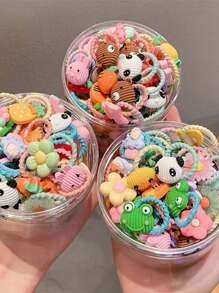 50 قطعة متنوعة من العصابات الكرتونية الجميلة ، روابط شعر أنيقة للاستخدام اليومي