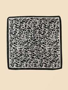 1pc Women's Leopard Print Border Neckerchief, Geometric Design New European & American Retro Headwrap
