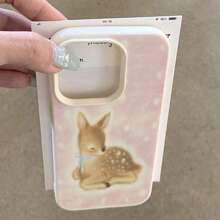 1 pieza Funda de teléfono con patrón de ciervos lindo de TPU, compatible con teléfonos inteligentes / /, color rosa soñador