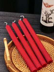 4支圣诞长香氛蜡烛，10英寸粉色无烟香氛锥形烛台，石蜡材质，棉芯，燃烧时间8小时，家居装饰，烛台礼品 - 酒紅色 - 查看 4