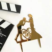 Mr And Mrs Cake Topper, Wedding Cake Topper Bride And Groom, Elegant Gold And Black Acrylic Topper For Wedding, Engagement Party, Valentine's Day, Anniversary, Valentine Gift, Valentine's Wedding, Valentine's Proposal