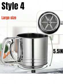 Tamiz de harina de 5 tazas - Tamiz de harina multifuncional - Tamiz de acero inoxidable - Para azúcar glass, tamiz grande para hornear pan - Tamiz de flores de presión manual - Tamiz de harina de doble capa para pan artesanal: Nuestro dispositivo semi-automático de tamizado y desempolvado para harina de alta calidad para pan artesanal está fabricado con materiales resistentes a la oxidación.