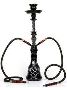 1 件跨境现货中号双管四管水烟壶，全套玻璃水烟管套装，带配件、水烟杆和烟斗，无需电力