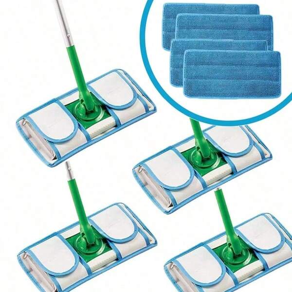 1/4pcs Replacement Microfiber Pads - Thick - Universal Commercial 12-13 Inch Mop Head - Heavy Duty - Wet & Dry Commercial Cleaning Refill Reusable For Most Microfiber Flat Mop Systems