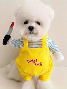 Pet Halloween Funny Costumes - Dog Cat Scary Knife Prop Outfit, Hilarious Standup Transformation Apparel, Pet Photography Accessories, Pet Cosplay Costumes, Halloween Party Attire