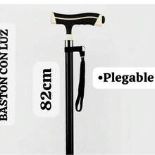 BASTÓN  BLANCO Y NEGRO ,PLEGABLE CON LUZ  ,3 PATAS - Negro - Ver 1