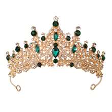 1 pieza Conjunto de corona de piedras preciosas de colores, tiaras nupciales chapadas en oro, tocados de boda con incrustaciones de rhinestones, coronas de princesa multicolor, accesorios para el cabello elegantes para fiestas, diademas de cristal brillante, joyas de boda con gemas diversas, adornos lujosos para el cabello nupcial, coronas de concurso impresionantes, decoración esencial para la cabeza en eventos, tiaras de celebración de alta gama, accesorios nupciales llamativos