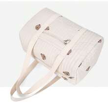 大容量手提妈咪包，带奶瓶和尿布收纳的尿布包，绣花熊孕妇包