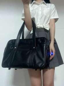 时尚百搭简约大容量多功能单肩包 - 黑色 - 查看 3