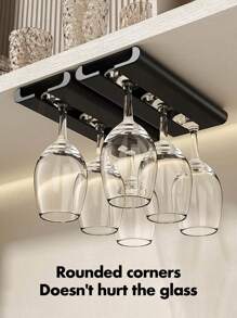 1 pieza/2 piezas Estante colgante para copas de vino, sin necesidad de perforar, bordes redondeados que no dañan los vasos, material ABS grueso, estilo minimalista ahorrador de espacio para el hogar y bar, se adapta a diámetros de cristalería de 3-8.5cm/1.18-3.35in