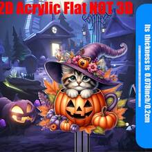 1 buah Dekorasi Halaman Kucing Halloween Plastik 2D, Bahan Plastik, Cocok untuk Halloween, Natal - MultiWarna - View 3