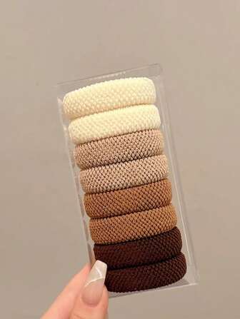 8pcs Widened Towel Loop, Large And Thick Hair Tie, Tied Ponytail With High Elasticity And No Damage To Hair, Plain Loop, Rubber Band, Suitable For Various Hairstyles Of Women And Girls