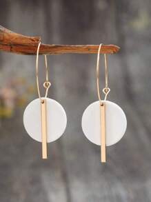 1 对波西米亚简约几何圆形和条形合金环状耳环，时尚多色合金耳环 - 彩色 - 查看 12