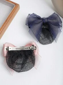 1 件女士优雅网状蝴蝶结按扣发夹，多功能专业发髻固定发饰，爪夹，发夹，发夹，发夹，发夹，学校用品，蝴蝶结配饰