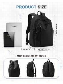 40*20*25 Large Simple Schoolbag Bookbag School Backpack For High School Junior High School Students, Versatile Laptop Bag Fit 14Inch Laptop, Waterproof Travel Backpack For Girl Boy, Casual Weekender Daypack For Commute, Work, Outdoor, Trip And Summer Holiday, Multiple Color Option - Multicolor - View 4