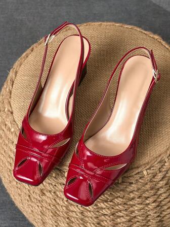 1 Par de Zapatos de Tacón Alto de Punta Cerrada Elegantes para Mujer, Moda con Hebilla, Tacón Grueso de 7CM, Adecuados para Boda, Fiesta y Uso Diario