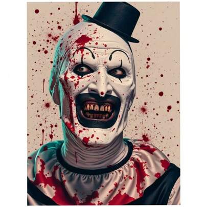 Kit de pintura de diamantes 5D de la película de terror Terrifier, cuadros de arte oscuro y espeluznante de Halloween, mosaico de punto de cruz y manualidades para decoración del hogar