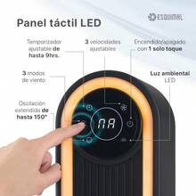 Ventilador de Torre 106 cm con Luz Led Ambiental 60W Pantalla Táctil con Temperatura, Oscilante 150°, 3 Velocidades, Temporizador 9 hrs y Control Remoto