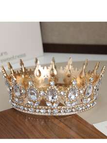 1Pc Rhinestone Baroque Pageant Crowns Cake Decorations Queen Princess Tiara Sparkling Headpieces Crystal Cake Topper - Multicolor - View 6