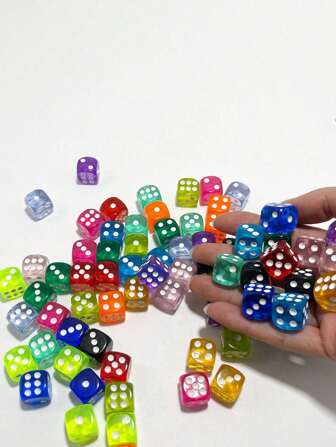 20/30/50pcs 14mm Transparent Dice - Assorted Colors, Suitable For Math Games & Game Enthusiasts, Christmas Game Props, Party Games, Dice
