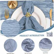 12pcs Cheese Cloth Napkins, 19.69 X 19.69 Inches Dinner Napkins With Ruffle Decor, Suitable For Home, Wedding, Bridal Shower, Party, Christmas, Family Gathering, Picnic (Ash Blue) - Multicolor - View 5