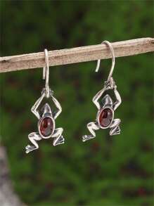 1 对时尚创意独特方晶锆石青蛙形耳环，休闲派对珠宝礼物，情侣/情人节礼物，时尚 - 耳環 - 查看 10