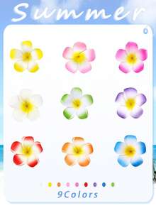 9 件装鸡蛋花发夹夏威夷热带发饰，人造鸡蛋花爪夹，女士适用，非常适合海滩派对、婚礼、夏季节日、热带度假、返校活动、发夹、发夹、学校用品 - 彩色 - 查看 3