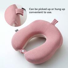 Memory Foam U-Shaped Travel Neck Pillow For Sleeping On Planes, Portable Cervical Support Pillow. - Pink - View 8