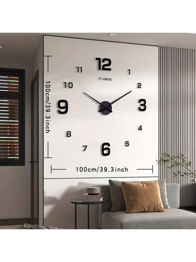 1pc Nordic Silent Self Adhesive Acrylic Wand Clock, 40cm/50cm/80cm/100cm, DIY Digital Sticker Luminous, Perfect Battery Powered (Battery Not Included), Living Room, Bedroom, Kitchen Home Room