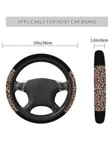 1pc Car Steering Wheel Cover With Leopard Print Pattern Decoration, No Inner Ring Design, Automotive Interior Accessories,Cheetah Print Car Stuff - Multicolor - View 4