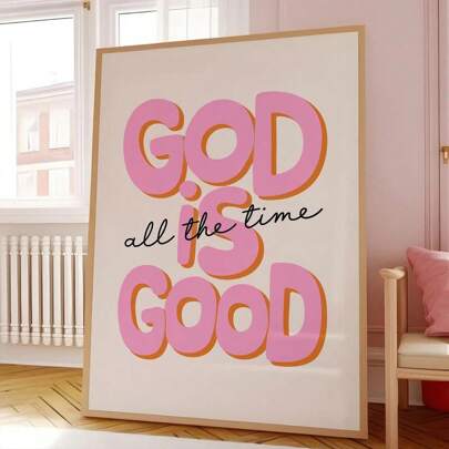 1. 上帝永远是美好的 情人节粉色调经典语录墙饰 复古基督教艺术 耶稣海报 圣经艺术装饰 非常适合装裱后悬挂在卧室、客厅或办公室。 婴儿房墙饰，婴儿房装饰。