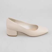 Simple And Fashionable Mid - Heel Women's Square - Toe Block - Heel Single Shoes,Versatile, Elegant And Comfortable, Essential For Various Occasions - 米色 - 查看 5