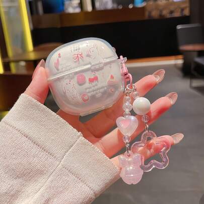 Bow Bunny Transparent Earphone Case With Pendant, Suitable For Redmi Buds 6play/6 Lite/6 Active Earphone Case, Redmi Buds 5/6s/6/7s Bluetooth Earphone Case, Cute Creative For Redmi Buds 5pro/6pro/Se/4lite Women