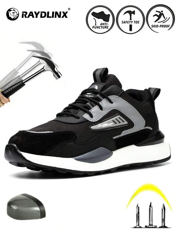 RAYDLINX Summer Breathable Steel Toe Shoes For Men, Anti-Smash, Anti-Puncture, Comfortable, Odor-Resistant, Suitable For Construction Site