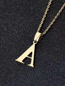 1 pezzo Semplice e alla moda collana con pendente a lettera 26 in acciaio inossidabile, adatta per uso quotidiano, un ottimo regalo per gli amici - Multicolore - Visualizzare 12