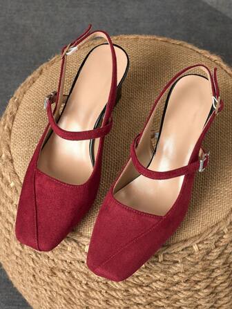 1 paire d'escarpins à talons hauts et bout carré pour femme, style basique et brillant, talon épais de 7 cm, sexy et à la mode pour défilés, mariages, fêtes et activités de plein air.