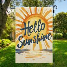 Jit 1pc, Summer Hello Sunshine Garden Yard House Flag, Double Sided Garden Yard Flag, Home Decor, Outside Decor, Yard Decor, Garden Decor, Holiday Decor, No Flagpole 12x18in