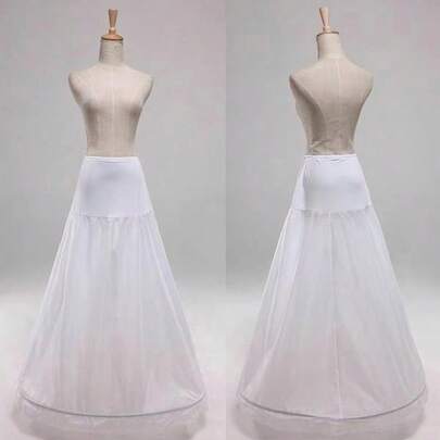1pc Women White Crinoline Petticoat, Adjustable Waist Underskirt For Bridal Wedding Gown, Party Dress, Veil Dress Fall Clothes For Women