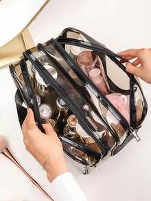 1个装化妆品收纳包，旅行化妆包，化妆刷包，洗漱包，透明PVC化妆包，手提洗漱包，化妆品收纳包，沙滩包，旅行必备 - 彩色 - 查看 4