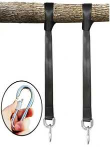 重型露营吊床带套装，配有 2 个登山扣，适用于所有类型的户外秋千吊床游乐场配件（颜色随机，款式随机）